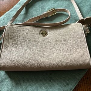 Tory Burch Cream Pebbled Leather Crossbody